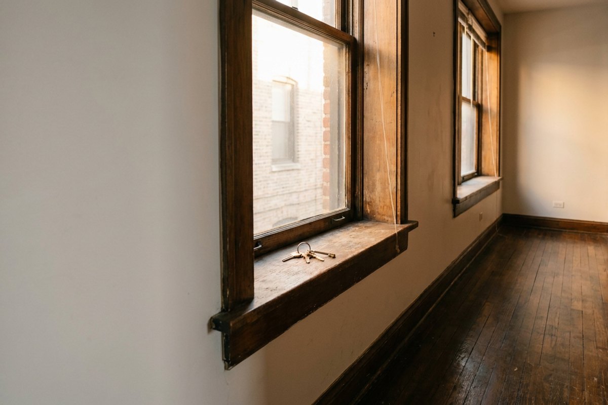 An empty Chicago apartment after a sale, bare floors and tall windows